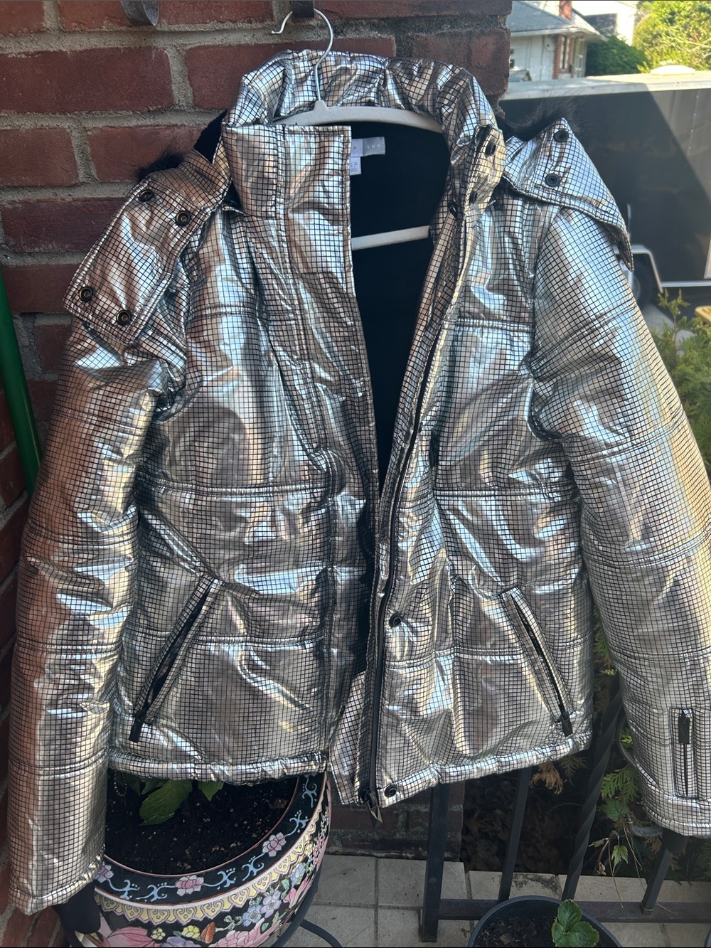Topshop Silver Metallic Puffer Ski Jacket